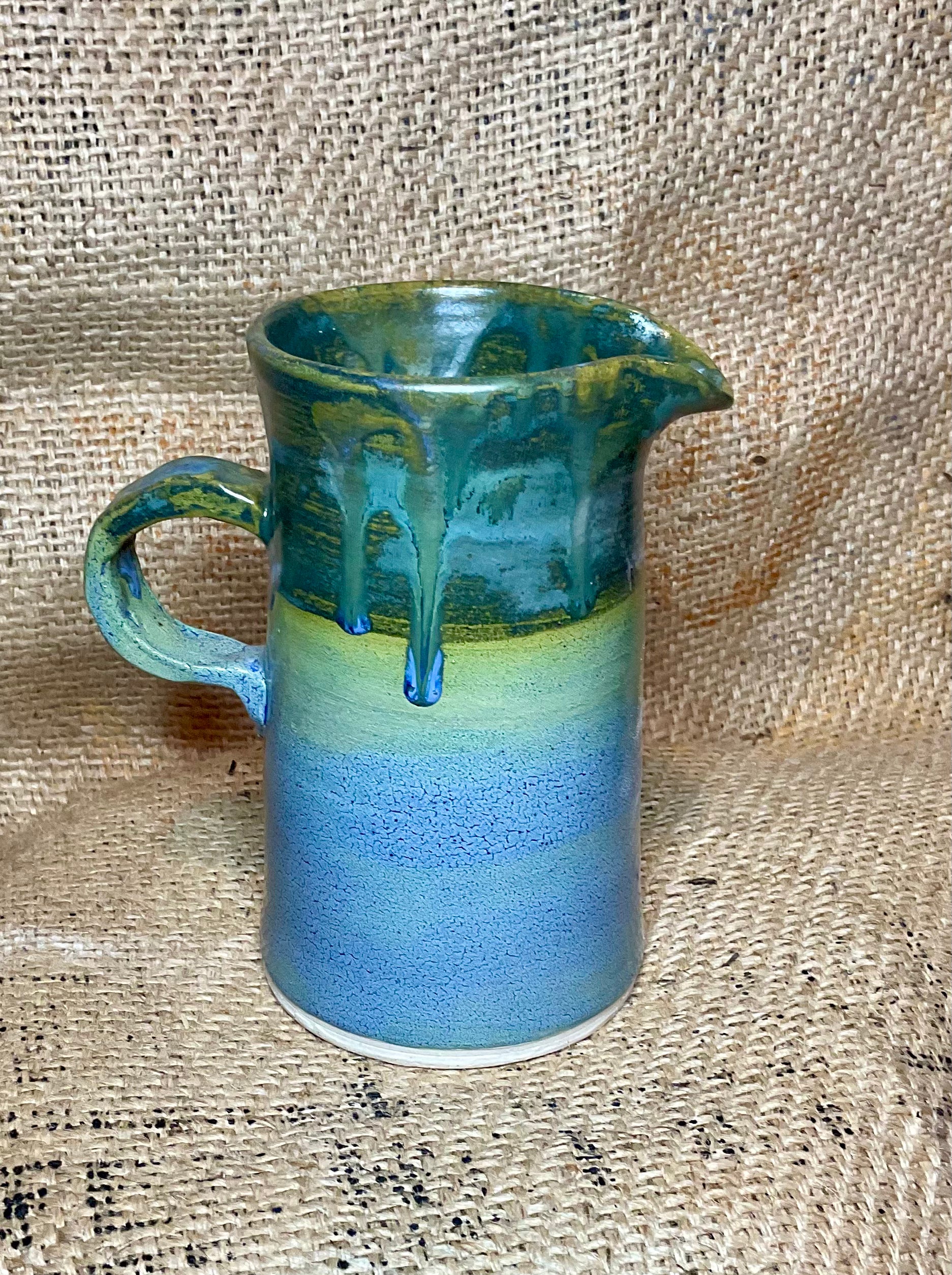 Pottery- Pitcher green and blue