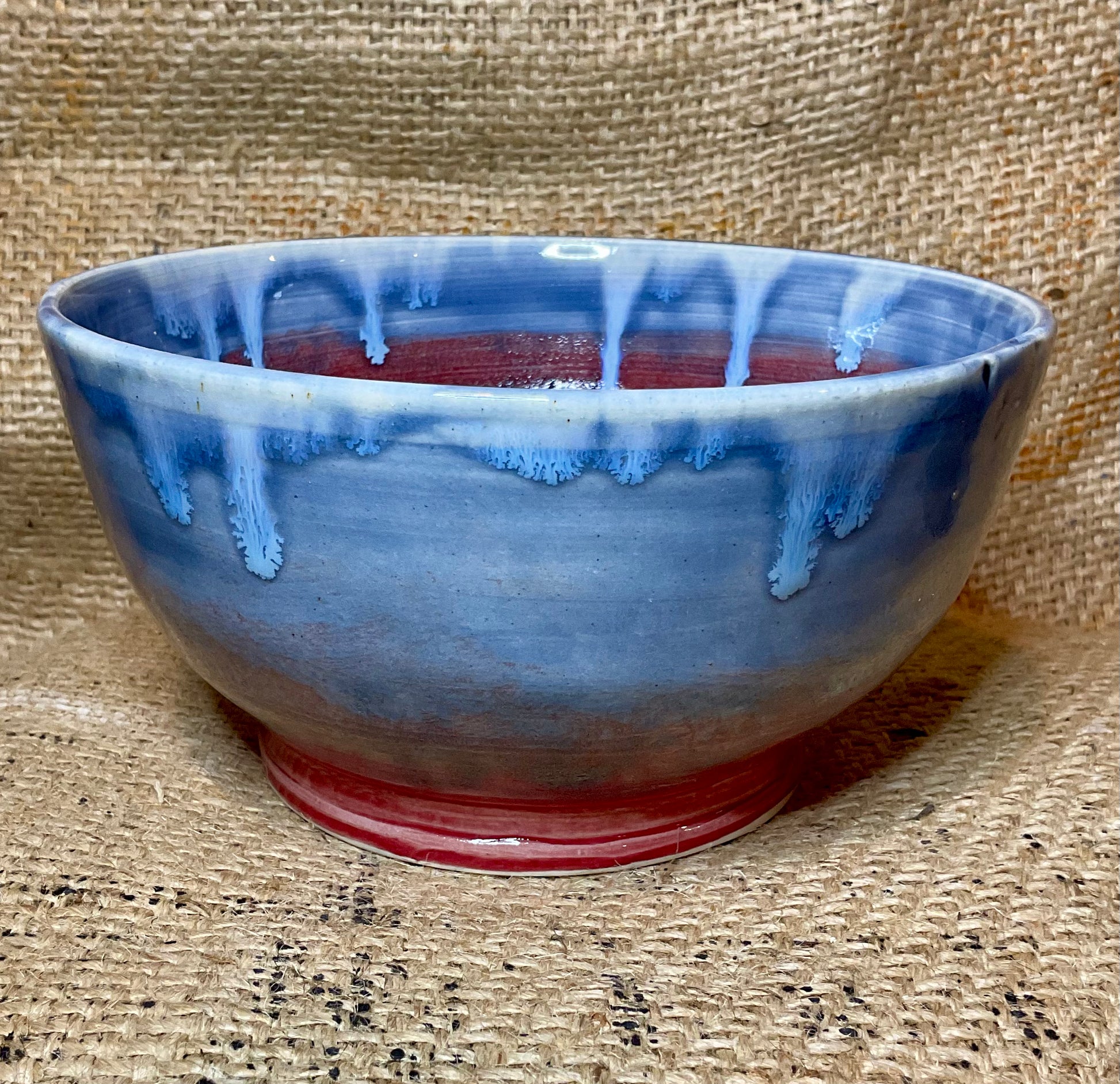 Pottery- blue and red bowl - medium
