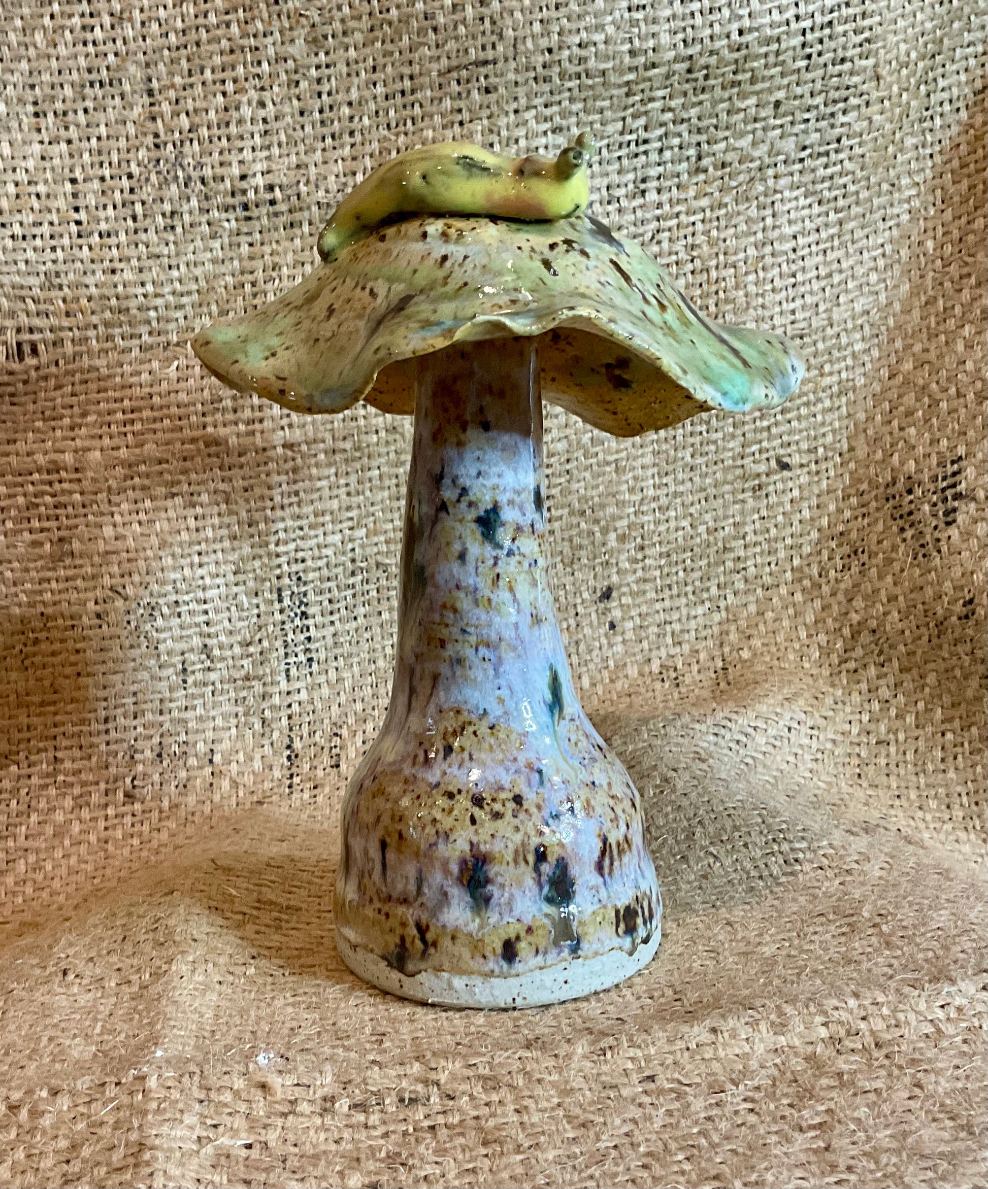 Pottery-mushroom w/slug