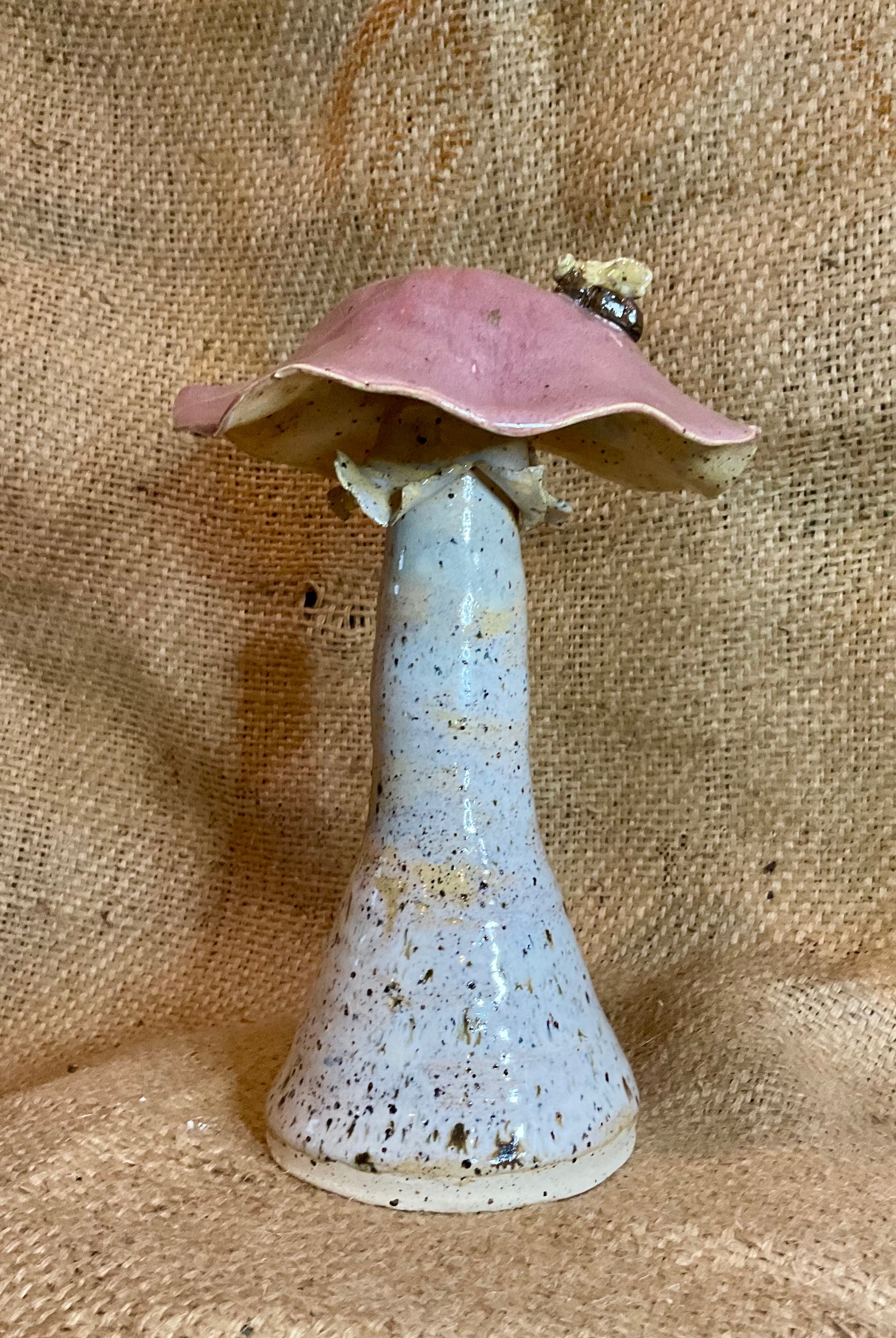 Pottery-mushroom with fly