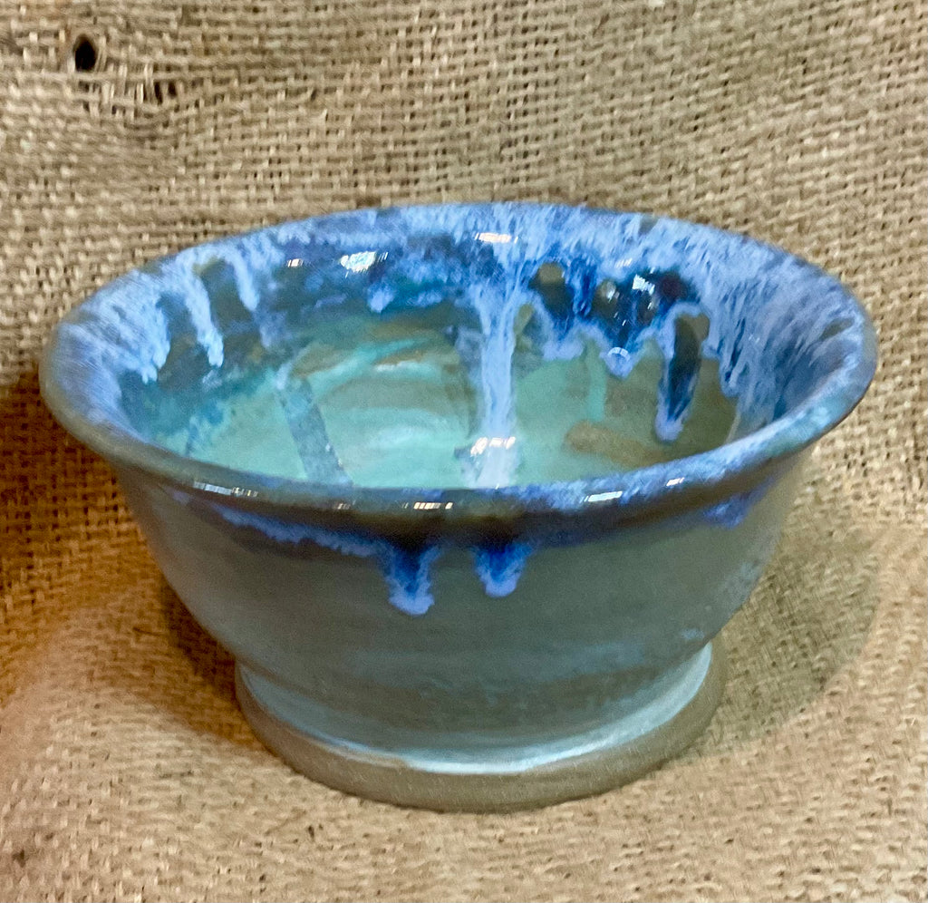 Pottery- medium blue and  seafoam bowl