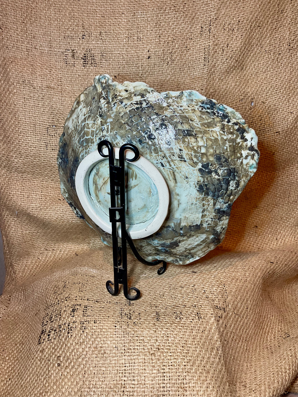 Pottery- large platter snake skin