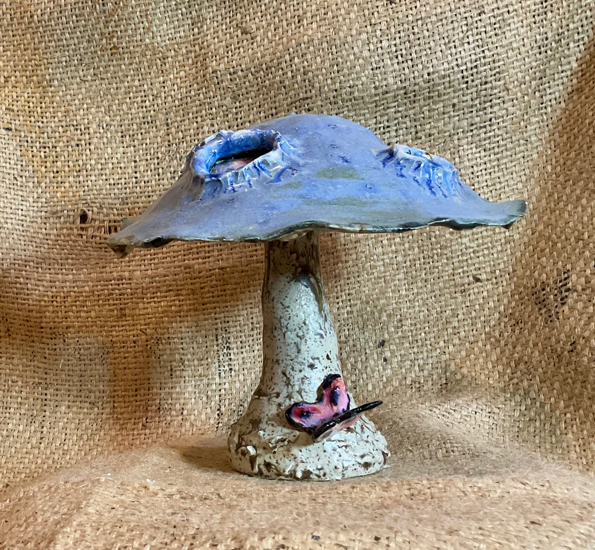 Pottery-mushroom w/butterfly