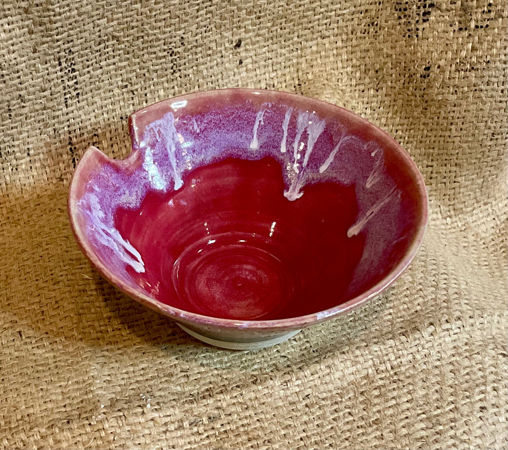 Pottery- red ramen bowl