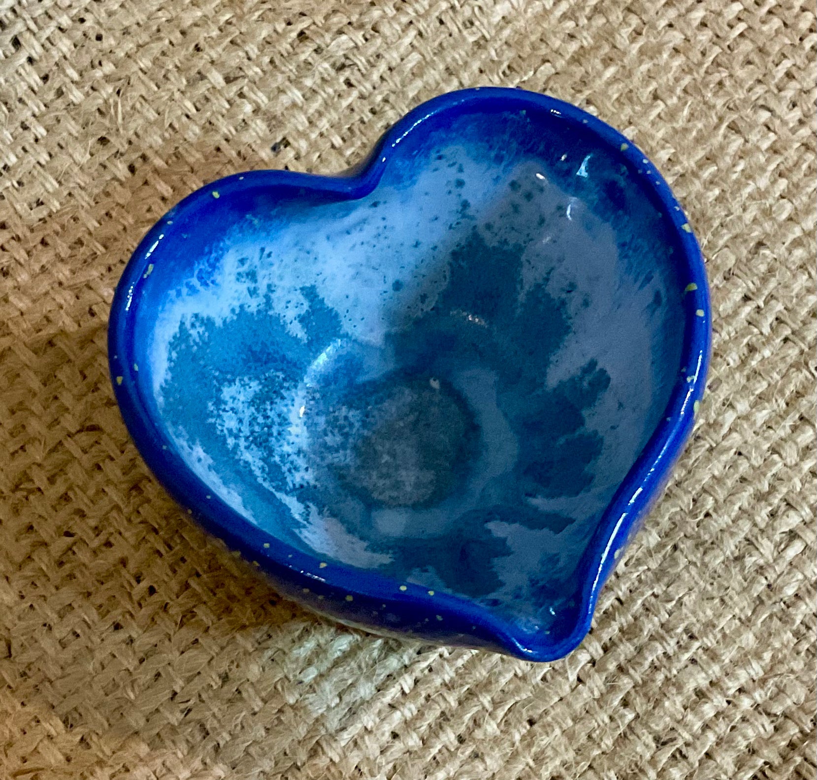 Pottery- blue heart bowl