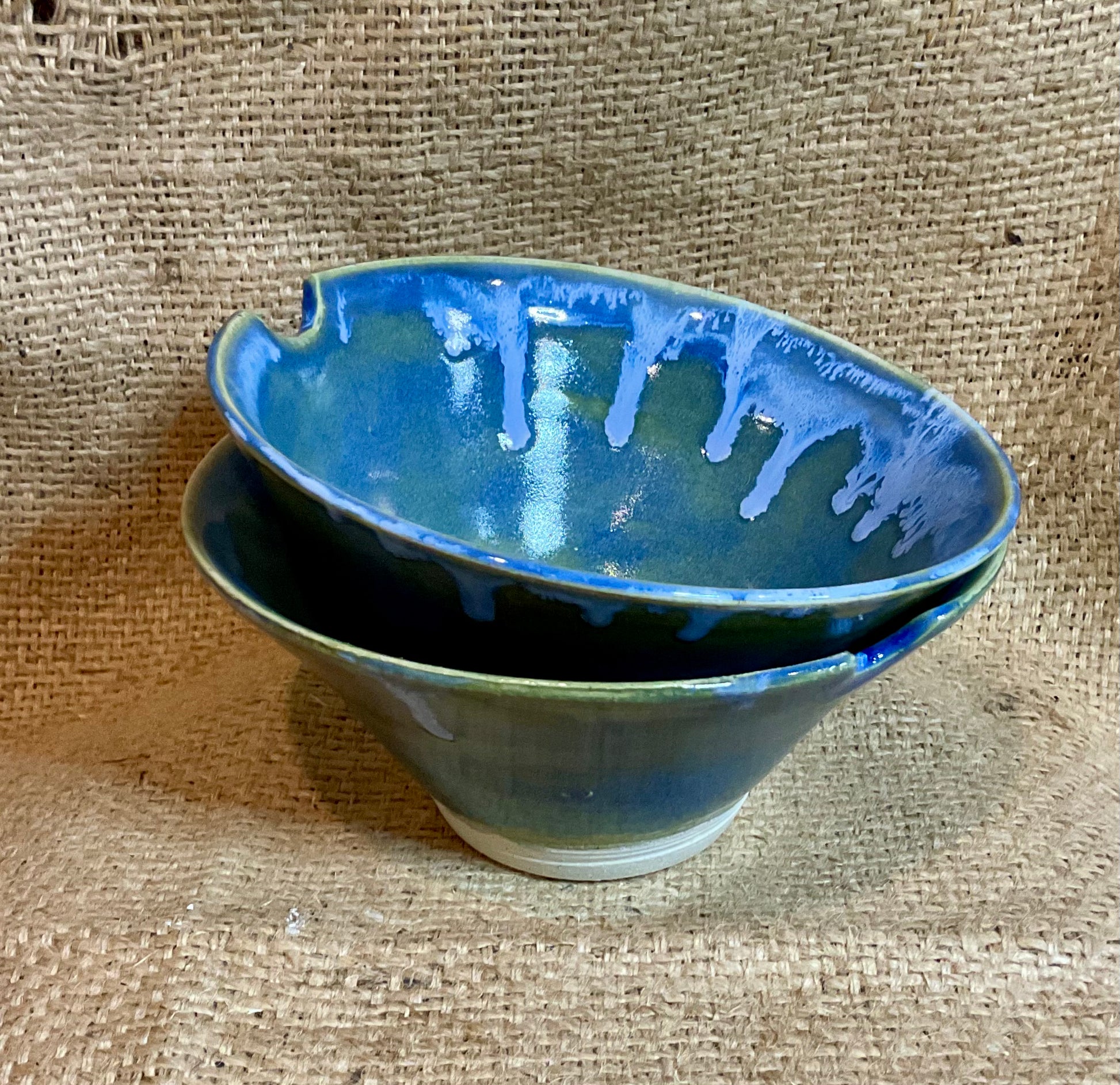 Pottery-blue ramen bowls (set of 2)