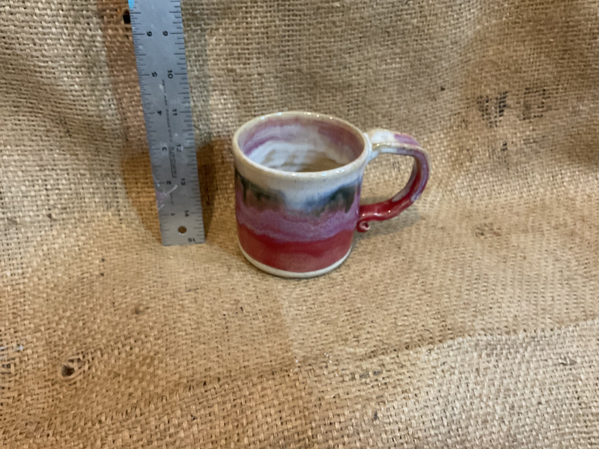 Pottery- red white and black mug