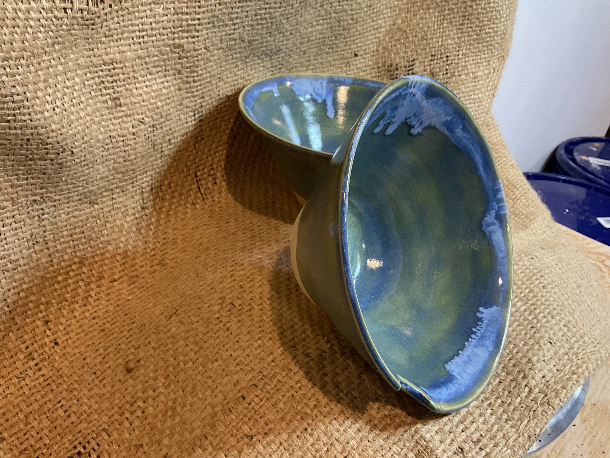 Pottery-blue ramen bowls (set of 2)