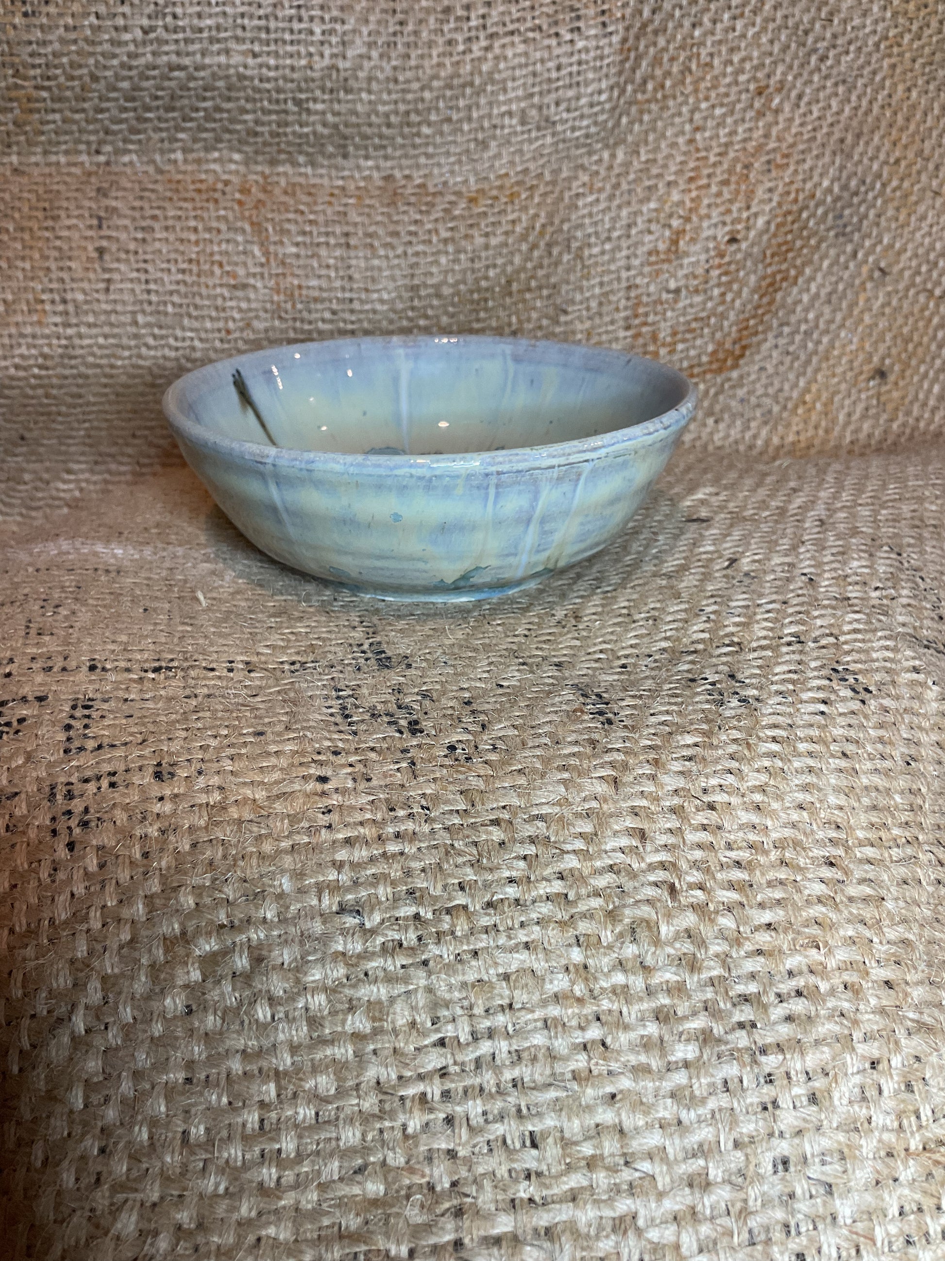 Pottery- blue snowflake bowl