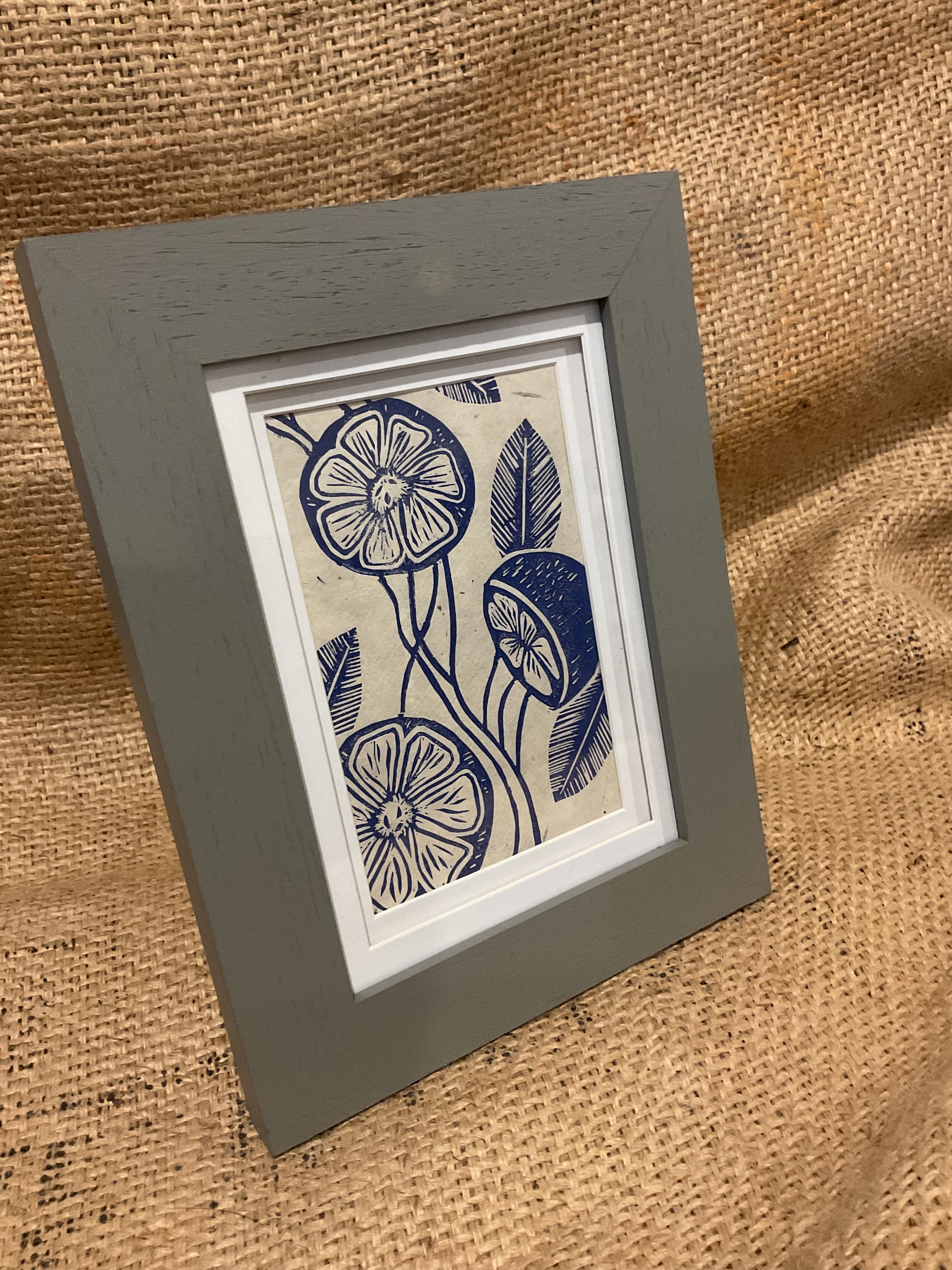Framed lino print- orange slices
